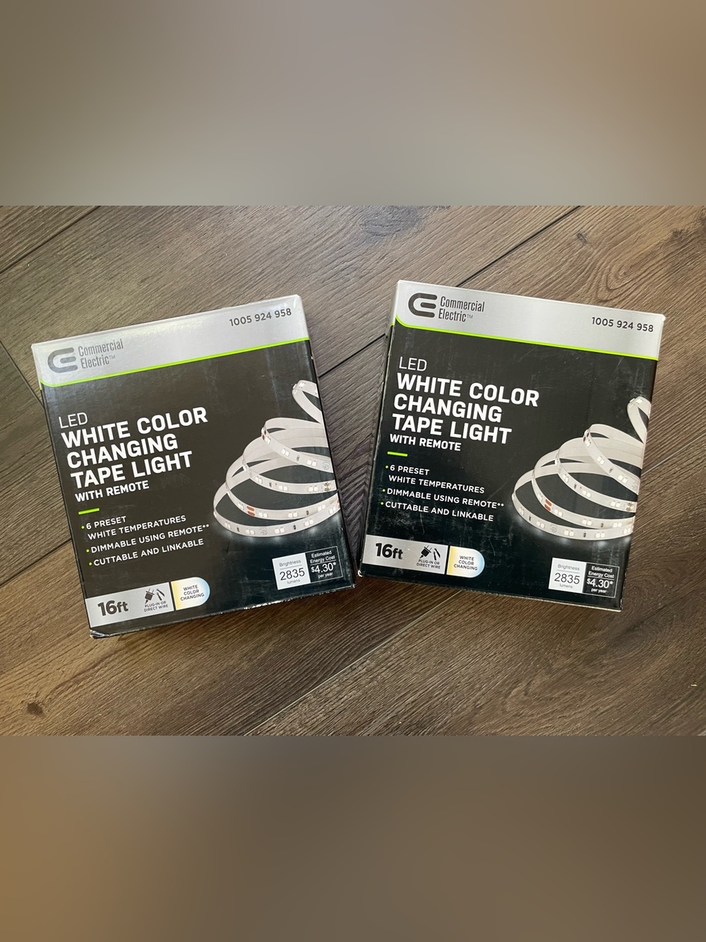 TWO Commercial Electric 16 ft. LED Tunable White Tape Light Kits